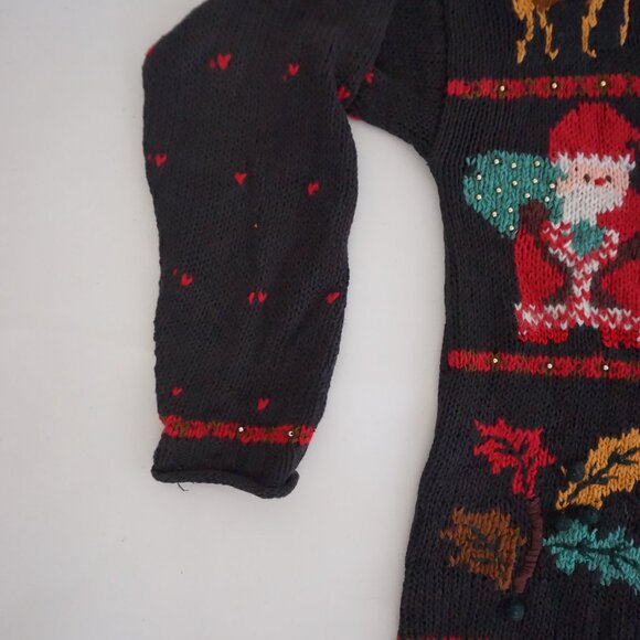 Vintage Valerie Stevens Christmas Sweater Patchwork Tree Reindeer Angel Knit M - Picture 8 of 11